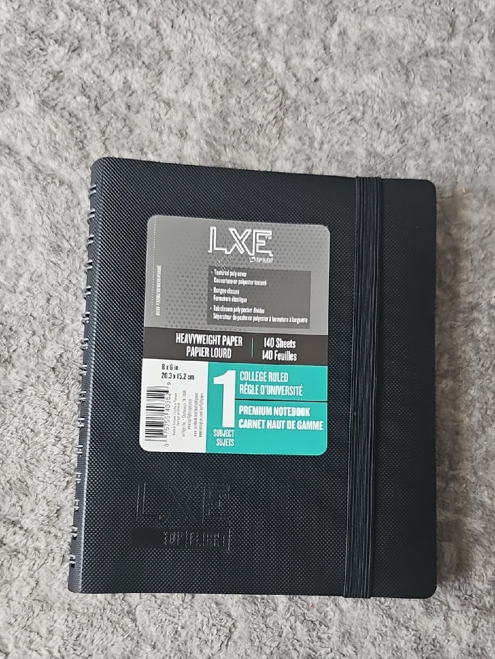 LXE Black Hardcover Spiral Notebook with Elastic Band 5 Total